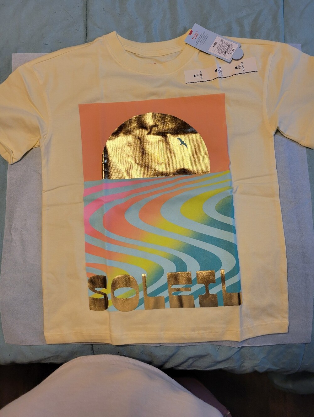 Girls CAT & JACK Yellow Graphic Tee with Metallic Accent -